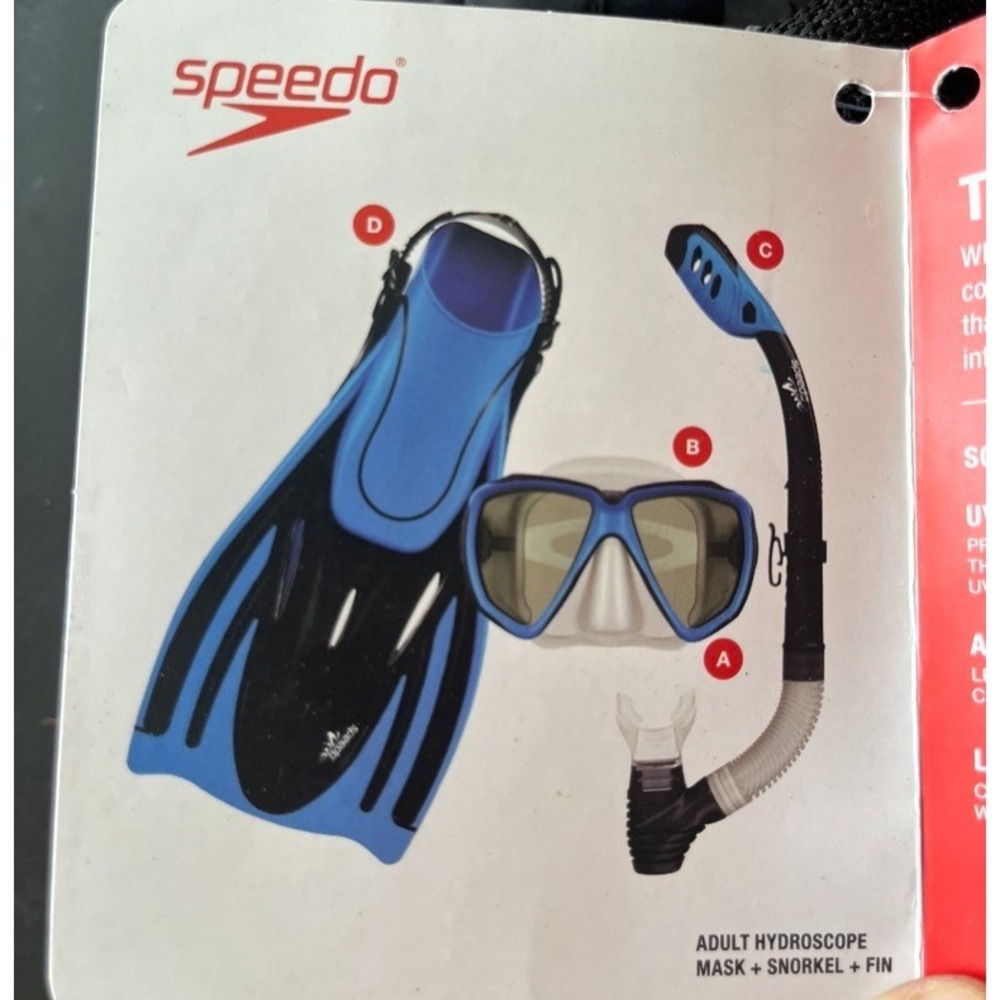 Speedo Dive Snorkeling Gear Set Swim Fins Mask Mesh Bag L Athletic Sporty Adult